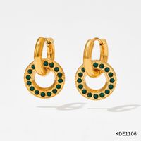 1 Pair Classic Style Geometric Plating Inlay 304 Stainless Steel Artificial Gemstones 16K Gold Plated White Gold Plated Gold Plated Earrings sku image 3