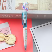 Creative Glow Unicorn Ballpoint Pen With Light Neutral Oil Pen Cute Student Stationery Cartoon Pen With Light Blue Signature Pen sku image 1