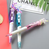 Stylo De Dessin Animé Mignon De Papeterie D'étudiant Avec Le Stylo Bleu Clair De Signature Stylo À Bille Créatif De Lueur De Licorne Avec Le Stylo Neutre Léger D'huile main image 2