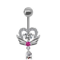 Streetwear Shiny Heart Shape Stainless Steel Alloy Copper Inlay Zircon White Gold Plated Gold Plated Belly Ring sku image 3