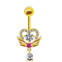 Streetwear Shiny Heart Shape Stainless Steel Alloy Copper Inlay Zircon White Gold Plated Gold Plated Belly Ring sku image 6
