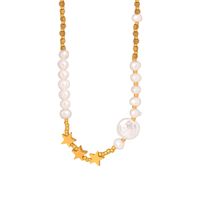 Elegant Baroque Style Star Freshwater Pearl Titanium Steel Beaded Plating 18k Gold Plated Necklace main image 5