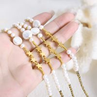 Elegant Baroque Style Star Freshwater Pearl Titanium Steel Beaded Plating 18k Gold Plated Necklace main image 1