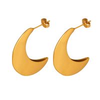 1 Paire Style Ig Style Simple Lune Polissage Placage Acier Au Titane Plaqué Or 18k Boucles D'oreilles main image 3