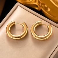 1 Pair Retro Simple Style Round Plating 304 Stainless Steel 18K Gold Plated Earrings main image 5