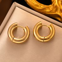 1 Pair Retro Simple Style Round Plating 304 Stainless Steel 18K Gold Plated Earrings main image 1