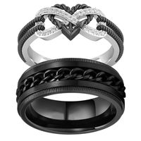 Casual Simple Style Infinity Heart Shape Alloy Plating Inlay Rhinestones Unisex Rings main image 7