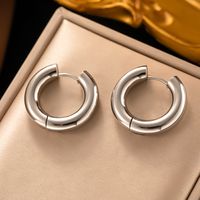 1 Pair Simple Style Round Plating 304 Stainless Steel 18K Gold Plated Earrings main image 1