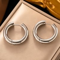 1 Pair Simple Style Round Plating 304 Stainless Steel 18K Gold Plated Earrings sku image 2