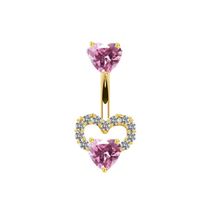 Streetwear Shiny Heart Shape Stainless Steel Alloy Copper Inlay Zircon White Gold Plated Gold Plated Belly Ring sku image 7
