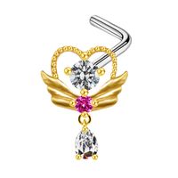 Streetwear Shiny Heart Shape Stainless Steel Alloy Copper Inlay Zircon White Gold Plated Gold Plated Belly Ring sku image 1