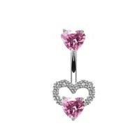 Streetwear Shiny Heart Shape Stainless Steel Alloy Copper Inlay Zircon White Gold Plated Gold Plated Belly Ring sku image 4