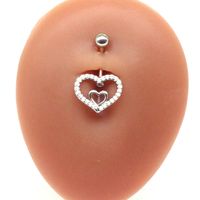 Streetwear Shiny Heart Shape Stainless Steel Alloy Copper Inlay Zircon White Gold Plated Gold Plated Belly Ring sku image 2