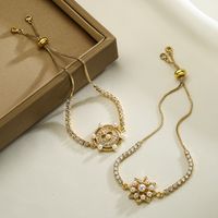 Simple Style Commute Heart Shape Copper 18k Gold Plated Artificial Pearls Zircon Bracelets In Bulk main image 3