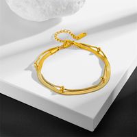 Simple Style Solid Color Titanium Steel 18K Gold Plated Bracelets In Bulk main image 1