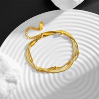 Simple Style Solid Color Titanium Steel 18K Gold Plated Bracelets In Bulk main image 3