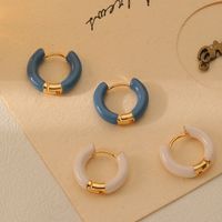 1 Pair Simple Style Circle Enamel Plating Stainless Steel Titanium Steel 18K Gold Plated Earrings main image 11