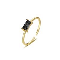 Simple Style Rectangle Silver Plating Inlay Zircon Open Ring 1 Piece sku image 1