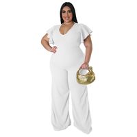 Simple Style Solid Color Spandex Polyester Twilled Satin Bodysuits Jumpsuits sku image 6