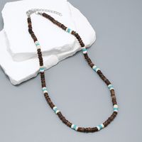 Vacation Geometric Turquoise Coconut Shell Beaded Men's Necklace sku image 1