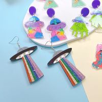 1 Pair Cartoon Style Alien Ufo Arylic Drop Earrings main image 4