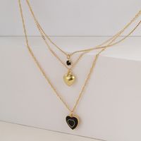 Ig Style Simple Style Heart Shape Alloy Enamel Plating Inlay Rhinestones Women's Pendant Necklace main image 5