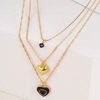 Ig Style Simple Style Heart Shape Alloy Enamel Plating Inlay Rhinestones Women's Pendant Necklace main image 4