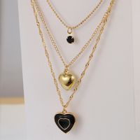 Ig Style Simple Style Heart Shape Alloy Enamel Plating Inlay Rhinestones Women's Pendant Necklace main image 9