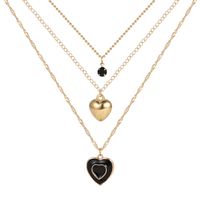 Ig Style Simple Style Heart Shape Alloy Enamel Plating Inlay Rhinestones Women's Pendant Necklace main image 3