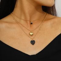 Ig Style Simple Style Heart Shape Alloy Enamel Plating Inlay Rhinestones Women's Pendant Necklace main image 2