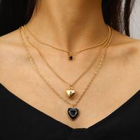 Ig Style Simple Style Heart Shape Alloy Enamel Plating Inlay Rhinestones Women's Pendant Necklace main image 1