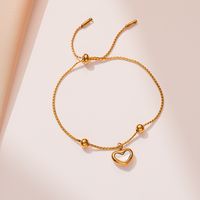 Elegant Simple Style Heart Shape Steel Plating Inlay Shell 18k Gold Plated Bracelets main image 3