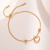 Elegant Simple Style Heart Shape Steel Plating Inlay Shell 18k Gold Plated Bracelets main image 2