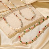 Casual Vacation Multicolor Artificial Gemstones Freshwater Pearl Copper 14k Gold Plated Necklace In Bulk main image 5