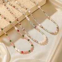 Casual Vacation Multicolor Artificial Gemstones Freshwater Pearl Copper 14k Gold Plated Necklace In Bulk main image 1