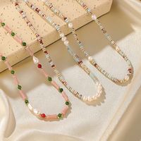 Casual Vacation Multicolor Artificial Gemstones Freshwater Pearl Copper 14k Gold Plated Necklace In Bulk main image 2