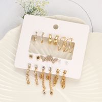 9 Pairs Elegant Shiny Tassel Heart Shape Butterfly Plating Inlay Imitation Pearl Alloy Artificial Gemstones Artificial Pearls Rhinestones Gold Plated Silver Plated Earrings main image 7