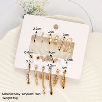 9 Pairs Elegant Shiny Tassel Heart Shape Butterfly Plating Inlay Imitation Pearl Alloy Artificial Gemstones Artificial Pearls Rhinestones Gold Plated Silver Plated Earrings main image 3