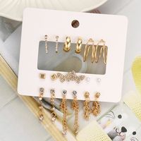 9 Pairs Elegant Shiny Tassel Heart Shape Butterfly Plating Inlay Imitation Pearl Alloy Artificial Gemstones Artificial Pearls Rhinestones Gold Plated Silver Plated Earrings main image 5