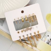 9 Pairs Elegant Shiny Tassel Heart Shape Butterfly Plating Inlay Imitation Pearl Alloy Artificial Gemstones Artificial Pearls Rhinestones Gold Plated Silver Plated Earrings main image 4
