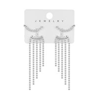 1 Pair Elegant Luxurious Tassel Inlay Alloy Rhinestones Drop Earrings main image 10