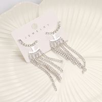 1 Pair Elegant Luxurious Tassel Inlay Alloy Rhinestones Drop Earrings main image 7