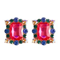 1 Pair Simple Style Shiny Rectangle Plating Inlay Alloy Glass Ear Studs sku image 3