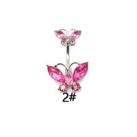 Sexy Shiny Heart Shape Snake Butterfly Stainless Steel Alloy Copper Plating Inlay Zircon White Gold Plated Gold Plated Silver Plated Belly Ring sku image 8