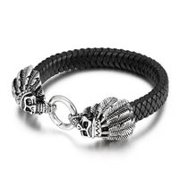 Hip-hop Cool Style Lion Feather Skull Stainless Steel Patchwork Men's Bangle main image 3