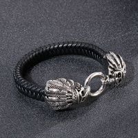 Hip-hop Cool Style Lion Feather Skull Stainless Steel Patchwork Men's Bangle main image 4
