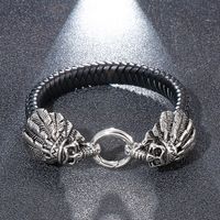 Hip-hop Cool Style Lion Feather Skull Stainless Steel Patchwork Men's Bangle main image 1