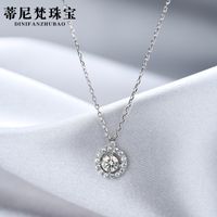 Fashion Geometric Sterling Silver Pendant Necklace Inlay Zircon 925 Silver Necklaces sku image 2