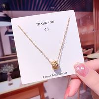 Ig Style Sweet Four Leaf Clover Butterfly Shell Titanium Steel Plating Inlay Opal Shell Zircon Pendant Necklace sku image 17