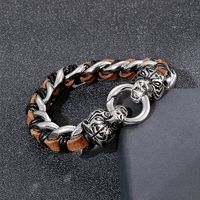 Hip-hop Cool Style Wolf Stainless Steel Patchwork Men's Bangle main image 7